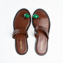 Sandália dedo pedra malaquita