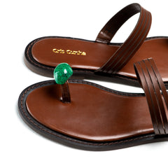 Sandália dedo pedra malaquita