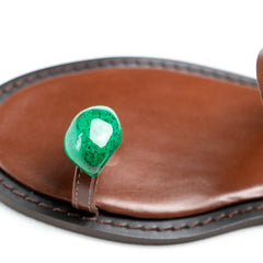 Sandália dedo pedra malaquita